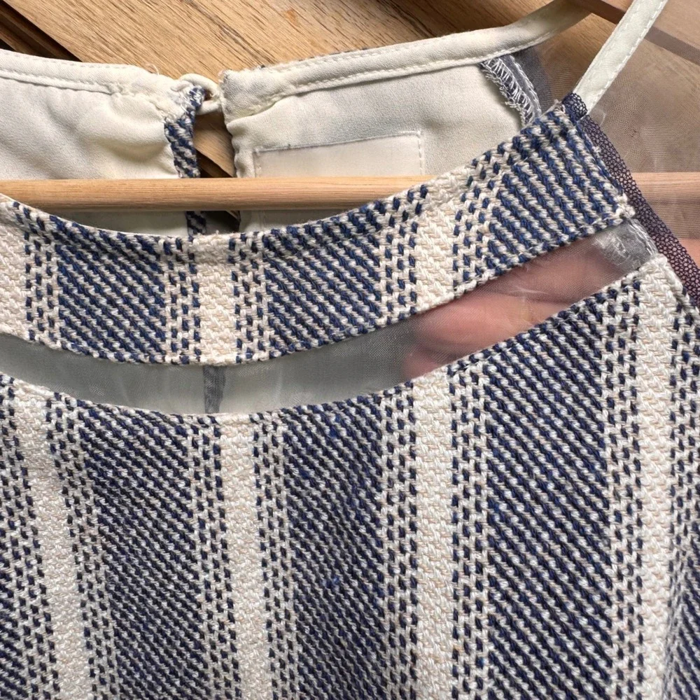Greylin Anthropologie Boho Linen Cotton Crop Top M Sheer Sleeves Organza Coastal - Picture 7 of 11